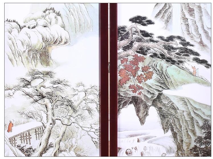 古典實(shí)木屏風(fēng)家佳樂(lè)文學(xué)山屏風(fēng)隔斷