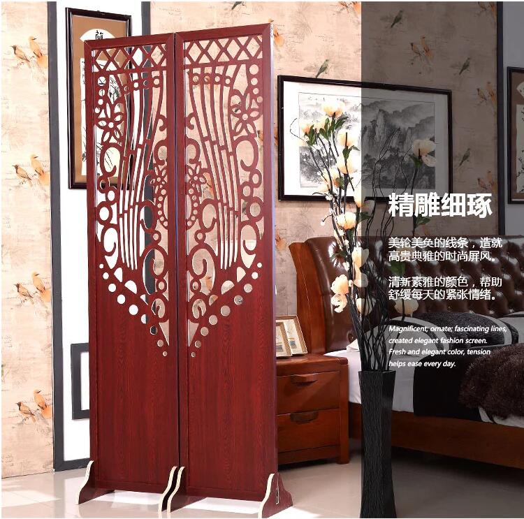 客廳中式復(fù)古實木雕花玄關(guān)屏風(fēng)