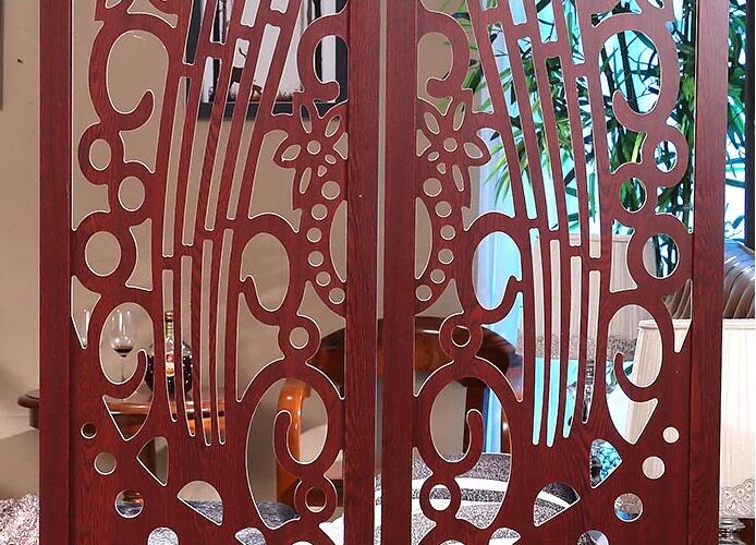 客廳中式復(fù)古實木雕花玄關(guān)屏風(fēng)