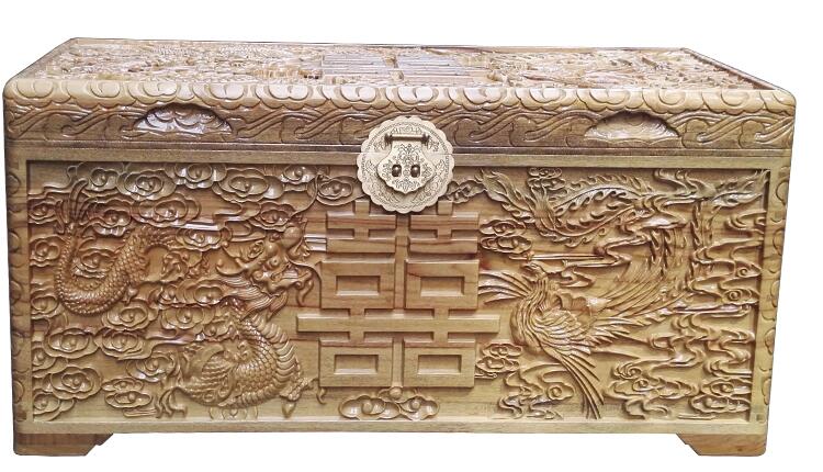 家佳樂文學(xué)龍鳳雙喜香樟木箱子