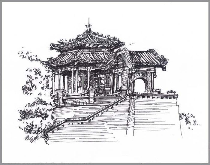 家佳樂文學手繪叢臺亭臺樓閣