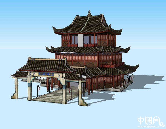 家佳樂文學滕王閣亭臺樓閣模型