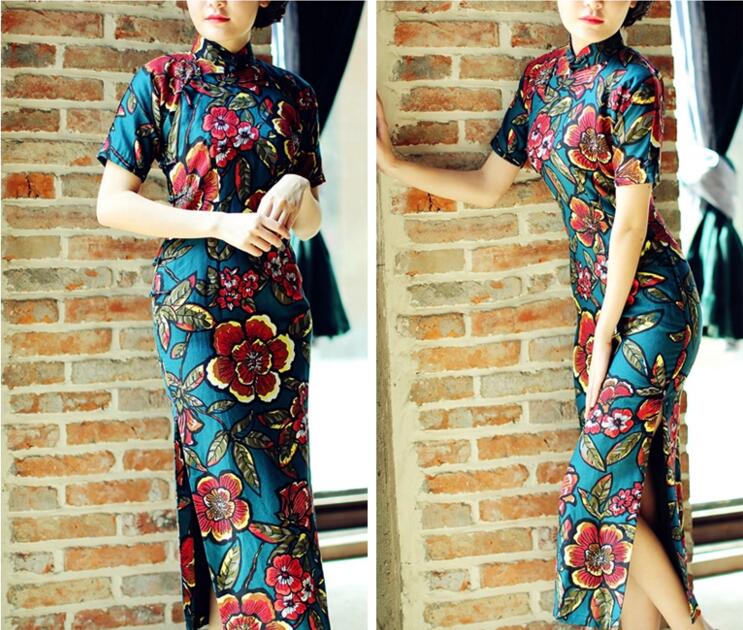 家佳樂(lè)文學(xué)圖蘭朵四分連袖全盤(pán)扣旗袍