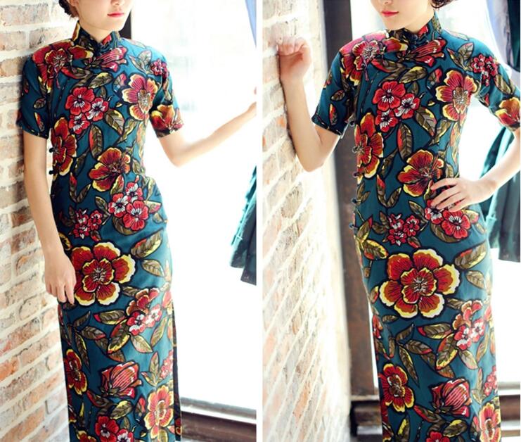 家佳樂(lè)文學(xué)圖蘭朵四分連袖全盤(pán)扣旗袍