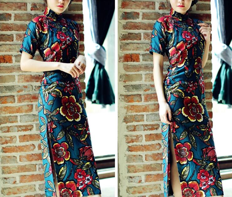 家佳樂(lè)文學(xué)圖蘭朵四分連袖全盤(pán)扣旗袍