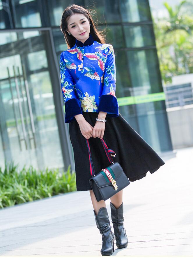 中式復(fù)古女絲絨唐裝外套