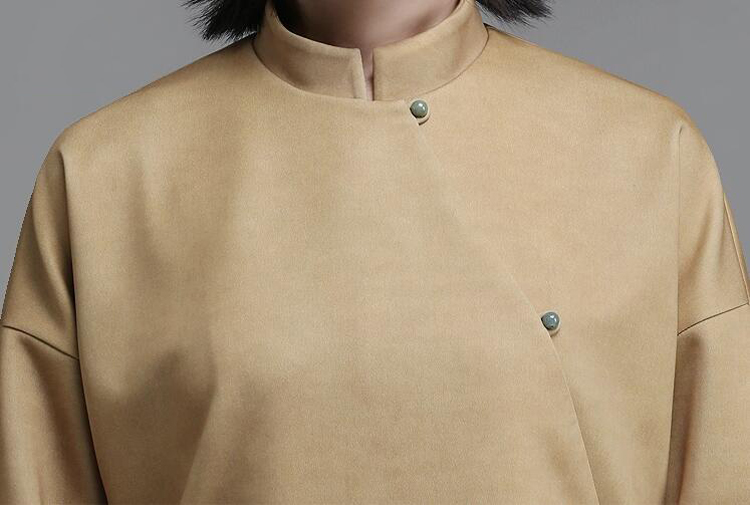 家佳樂文學(xué)立領(lǐng)斜襟落肩袖不對(duì)稱中式改良唐裝