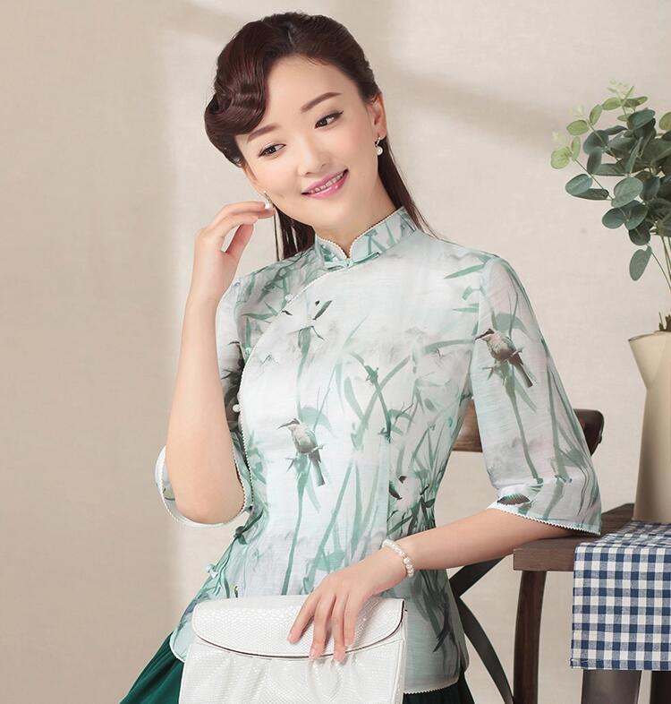 七分袖唐裝家佳樂文學(xué)上衣