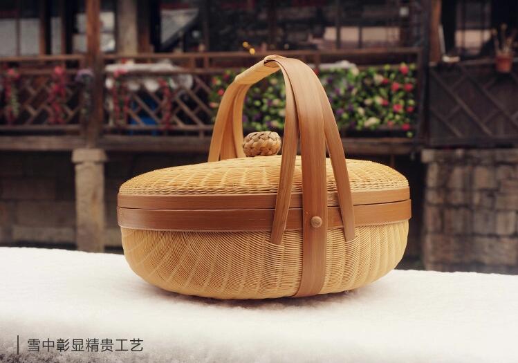竹編制品家佳樂文學(xué)茶點(diǎn)收納簞籃