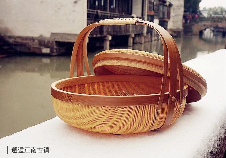 竹編制品家佳樂文學(xué)茶點(diǎn)收納簞籃