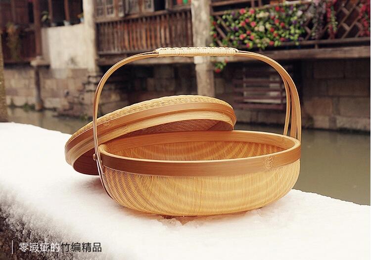 竹編制品家佳樂文學(xué)茶點(diǎn)收納簞籃