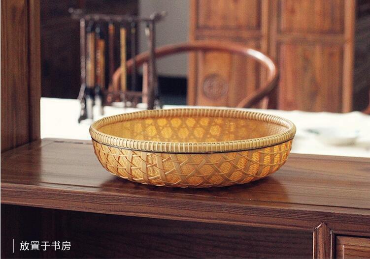 家佳樂文學家用竹編零食收納竹匾