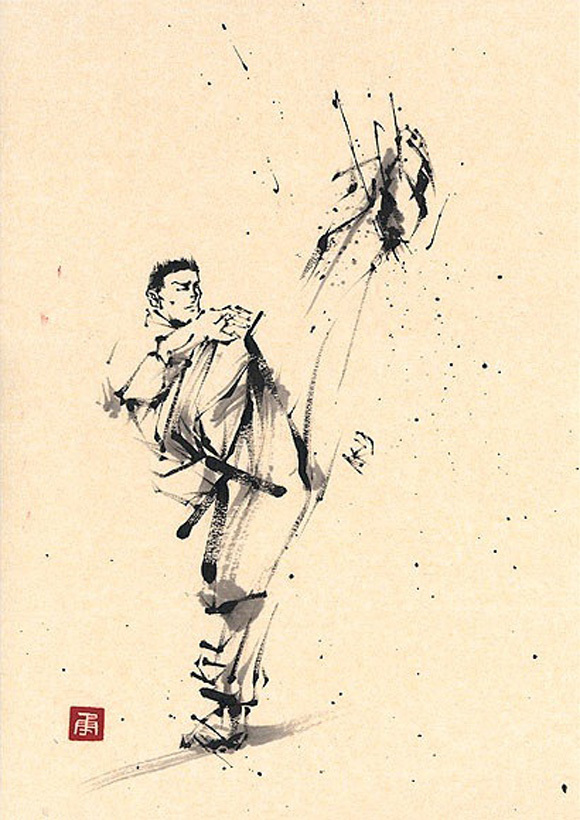 日本勝亦勇水墨功夫中華武術(shù)插畫(一)