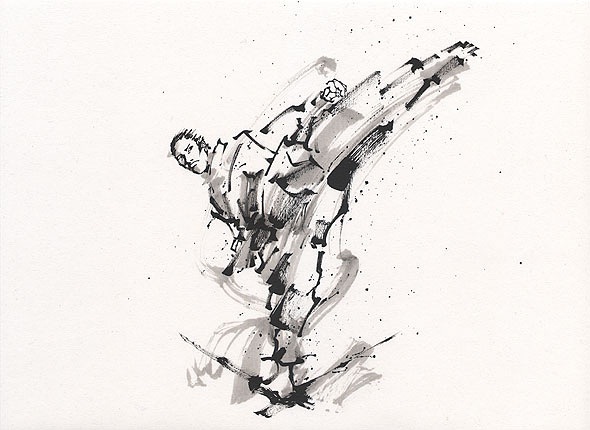 日本勝亦勇水墨功夫中華武術(shù)插畫(一)