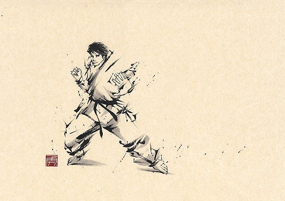 日本勝亦勇水墨功夫中華武術(shù)插畫(一)