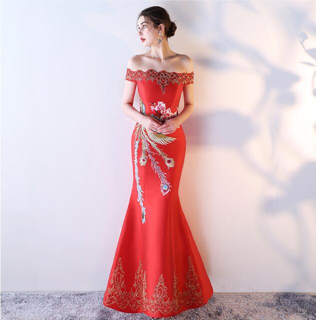 家佳樂文學刺繡綁帶中式婚禮禮服