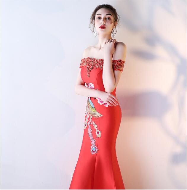 家佳樂文學刺繡綁帶中式婚禮禮服