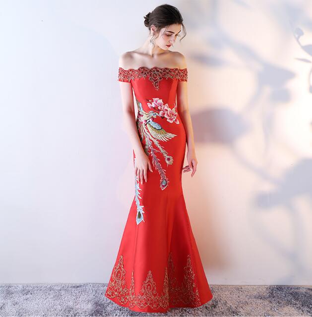 家佳樂文學刺繡綁帶中式婚禮禮服