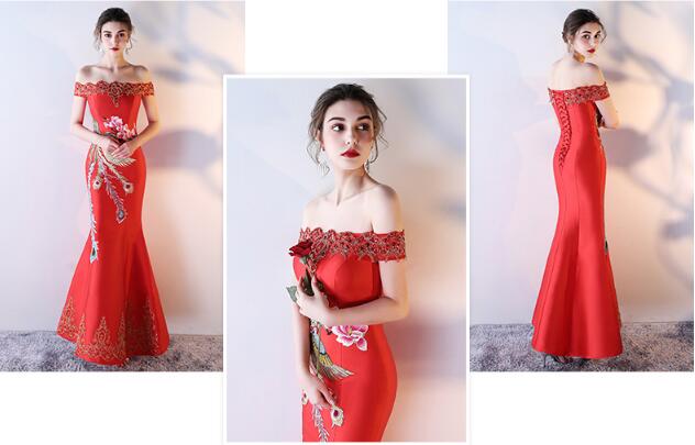 家佳樂文學刺繡綁帶中式婚禮禮服