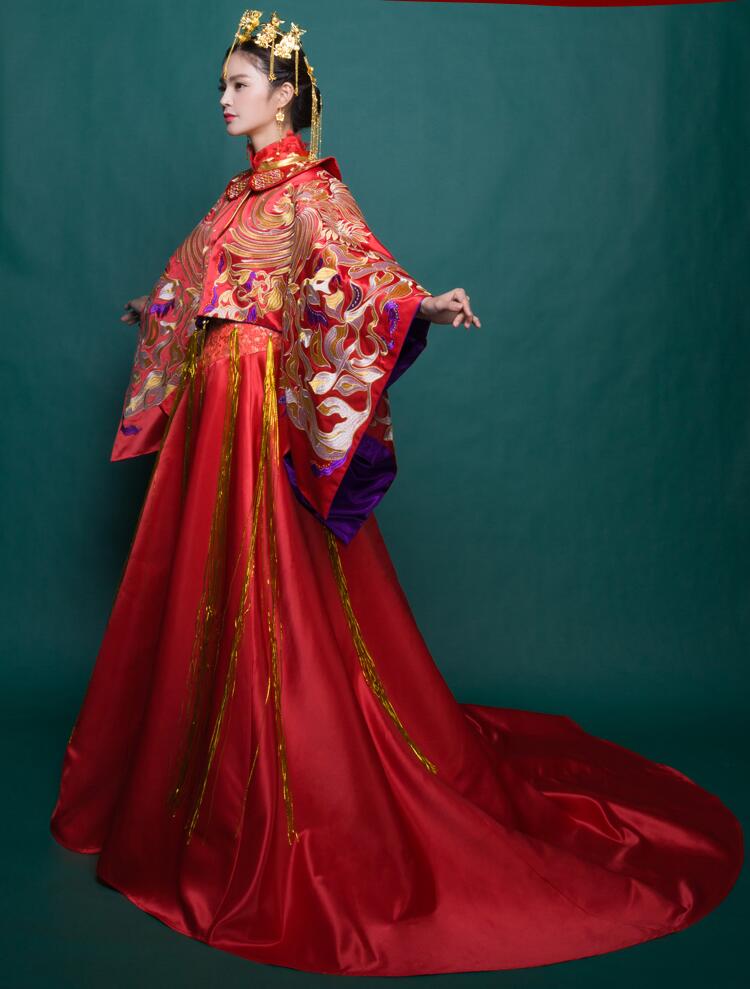 中式復古龍鳳褂喜服中式禮服圖片