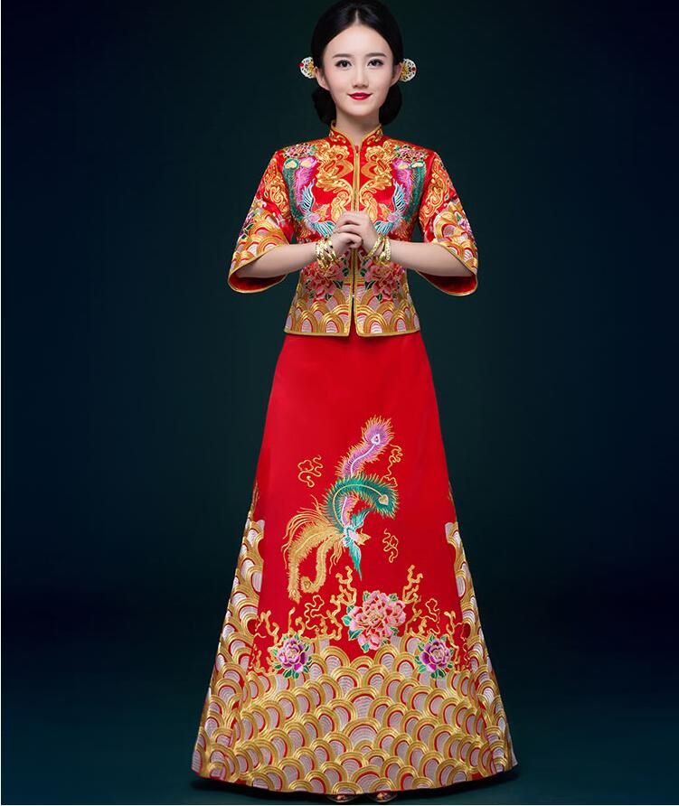 家佳樂文學(xué)刺繡錦緞復(fù)古嫁衣中式禮服