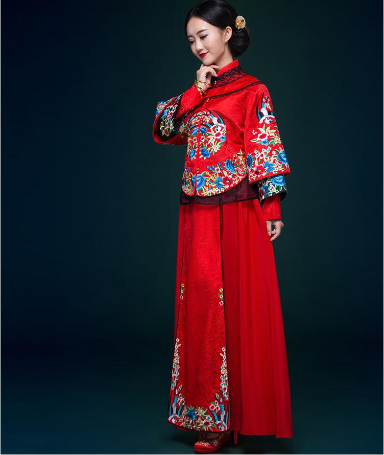 復古刺繡嫁衣中式禮服圖片