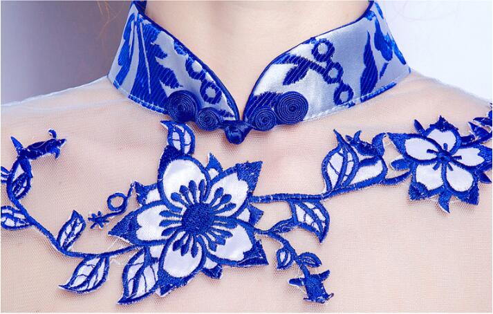 家佳樂文學(xué)青花瓷魚尾旗袍中式禮服