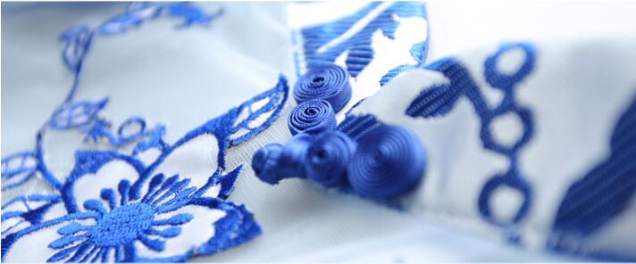 家佳樂文學(xué)青花瓷魚尾旗袍中式禮服