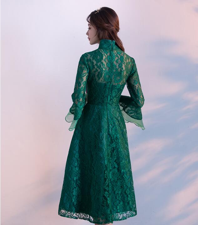 家佳樂文學盤扣蘇繡印花中式禮服