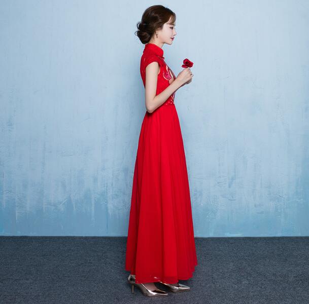 中式立領(lǐng)家佳樂(lè)文學(xué)刺繡中式禮服