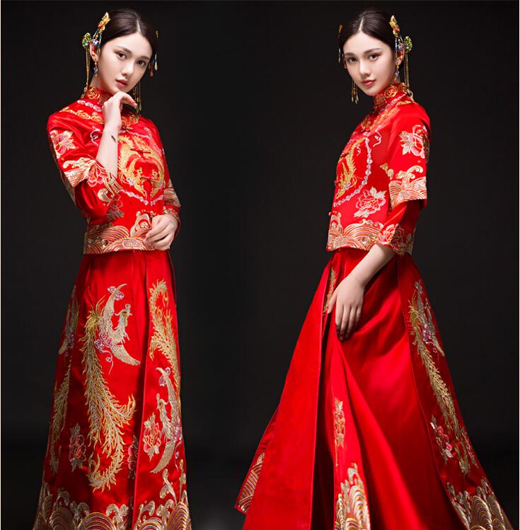 家佳樂文學(xué)刺繡龍鳳褂新娘中式禮服