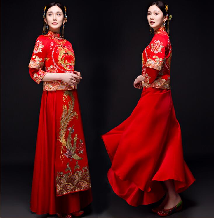 家佳樂文學(xué)刺繡龍鳳褂新娘中式禮服