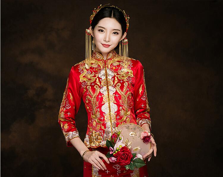 龍鳳褂中式新娘禮服家佳樂(lè)文學(xué)禮服