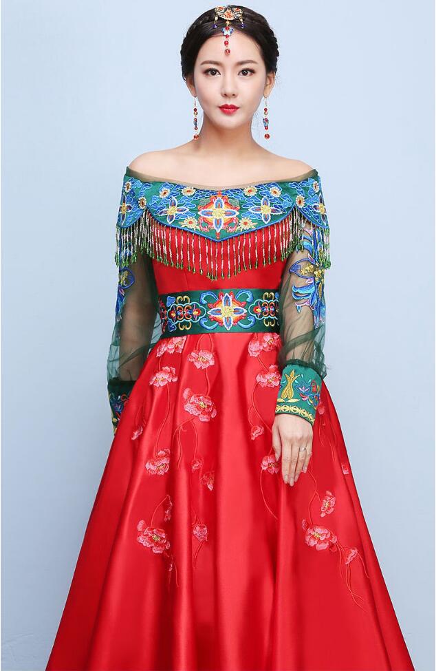 家佳樂文學(xué)刺繡新娘禮服中式婚禮禮服