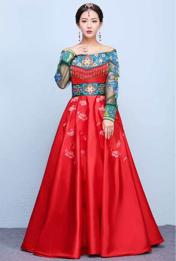 家佳樂文學(xué)刺繡新娘禮服中式婚禮禮服