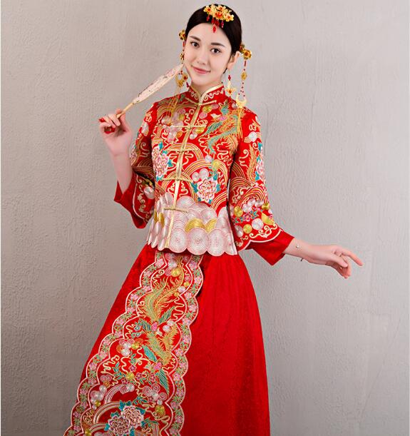 家佳樂文學(xué)龍鳳褂刺繡禮服中式婚禮禮服