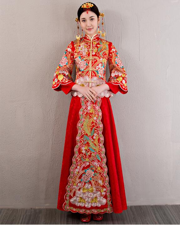 家佳樂文學(xué)龍鳳褂刺繡禮服中式婚禮禮服