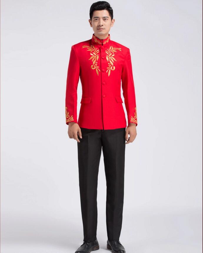 立領刺繡中山裝圖片