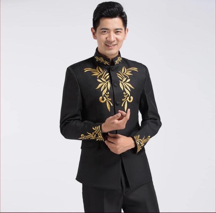 立領刺繡中山裝圖片