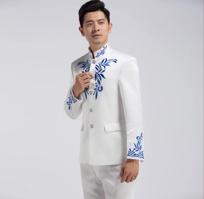 立領刺繡中山裝圖片