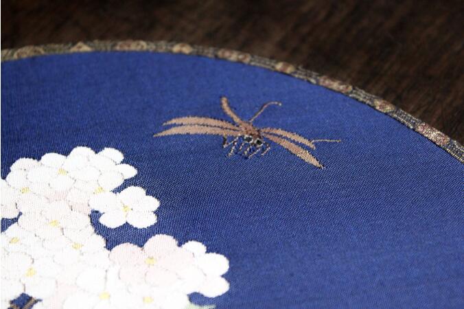 家佳樂文學(xué)藍(lán)底繡球花緙絲團(tuán)扇