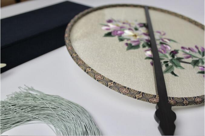 家佳樂文學(xué)雙面手繡海棠花團(tuán)扇