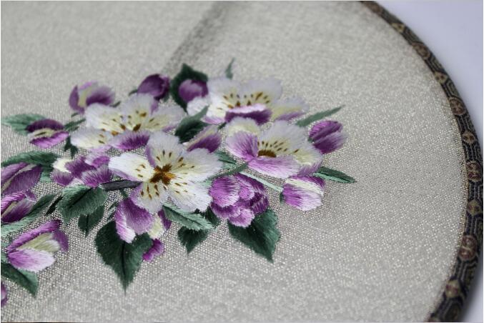 家佳樂文學(xué)雙面手繡海棠花團(tuán)扇