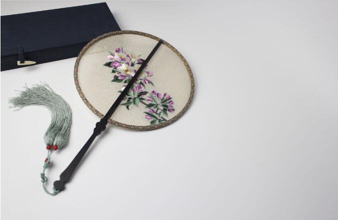 家佳樂文學(xué)雙面手繡海棠花團(tuán)扇