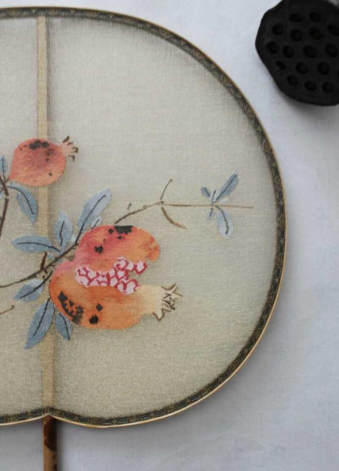 家佳樂(lè)文學(xué)湘妃竹柄緙絲宮扇