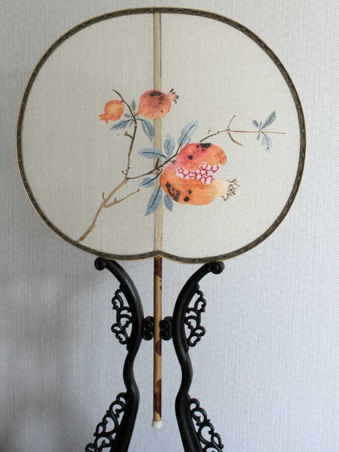 家佳樂(lè)文學(xué)湘妃竹柄緙絲宮扇