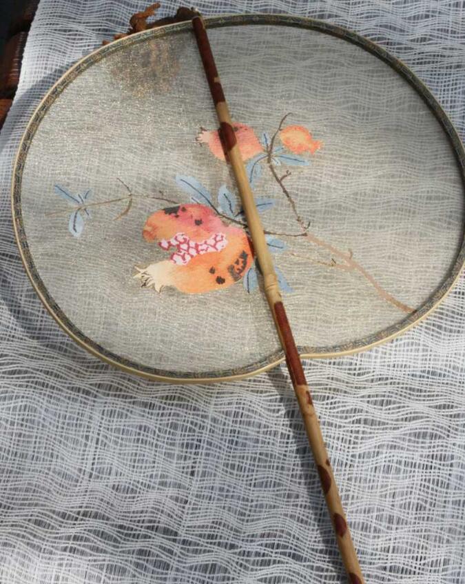 家佳樂(lè)文學(xué)湘妃竹柄緙絲宮扇