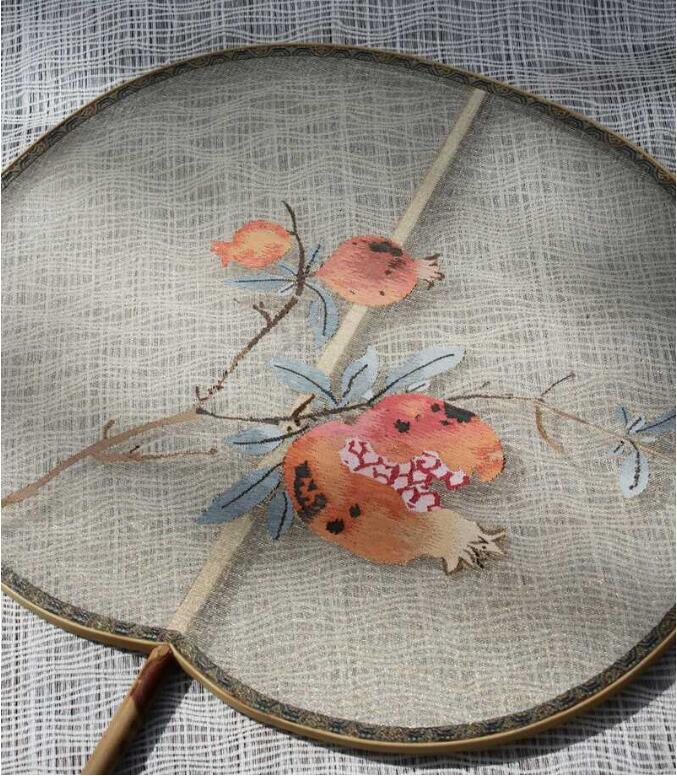 家佳樂(lè)文學(xué)湘妃竹柄緙絲宮扇