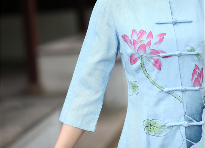 夏天復古立領(lǐng)旗袍唐裝