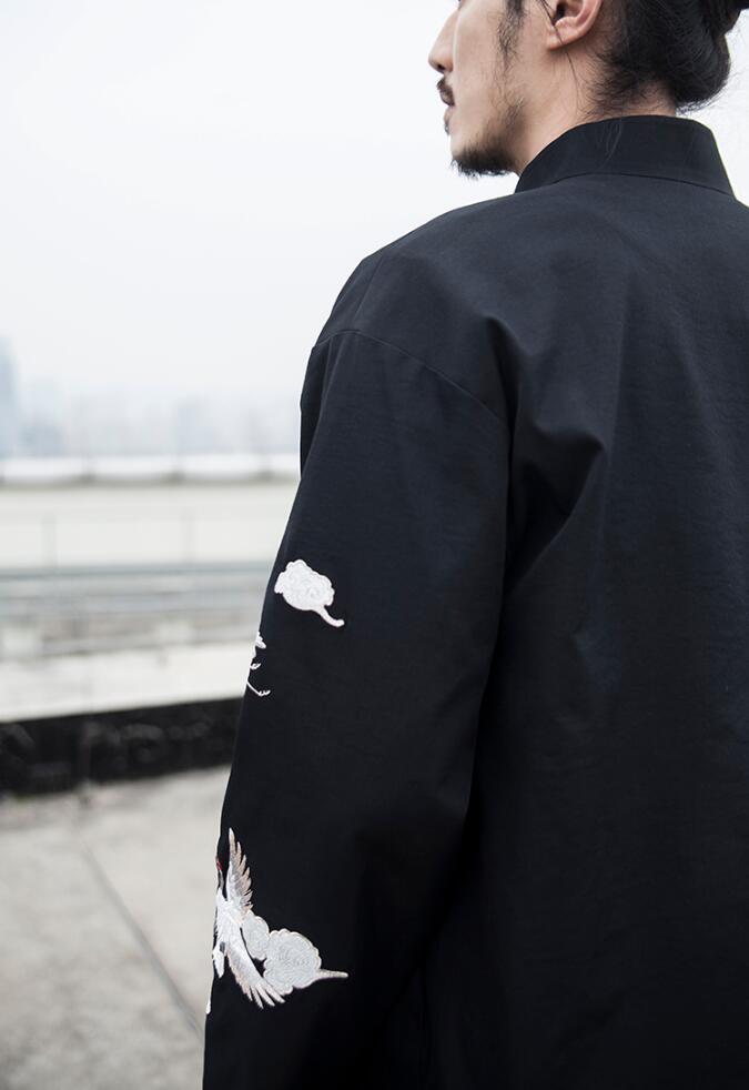 民族復(fù)古家佳樂文學(xué)仙鶴祥云繡花盤扣唐裝